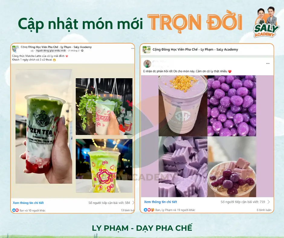 Bài đăng trong cộng đồng học viên cập nhật công thức món mới trọn đời