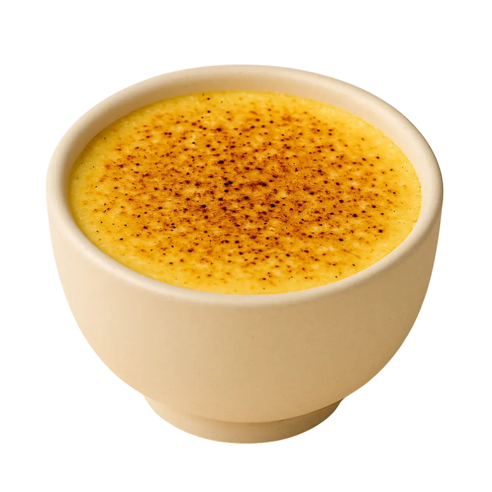 Bát sốt kem trứng vàng bề mặt khò caramel