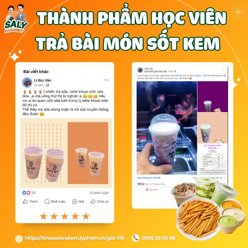 Ảnh thành phẩm học viên trả bài món sốt kem kèm phản hồi trong nhóm cộng đồng