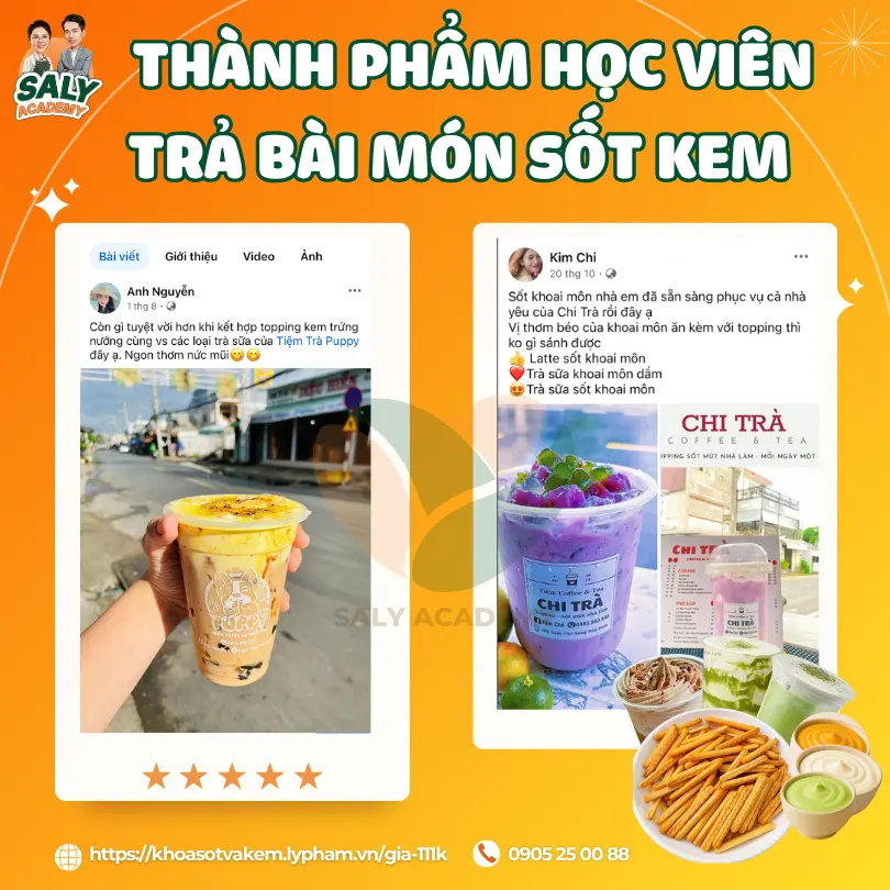Ảnh thành phẩm học viên trả bài trà sữa sốt kem tại quán