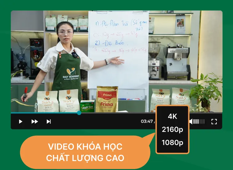 Giảng viên giảng bài trước bảng trắng, video khóa học có độ phân giải 4K, 2160p và 1080p